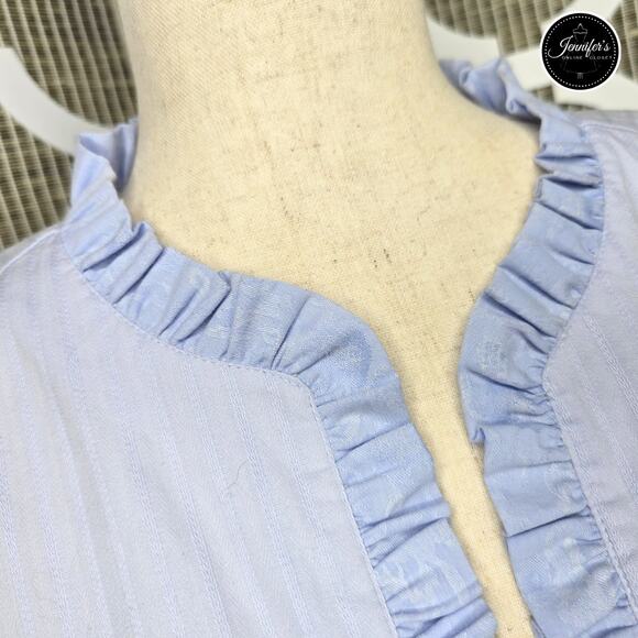 Christopher & Banks NWT Light Blue Ruffled Lightweight Blazer Jacket Size Medium - Picture 5 of 13